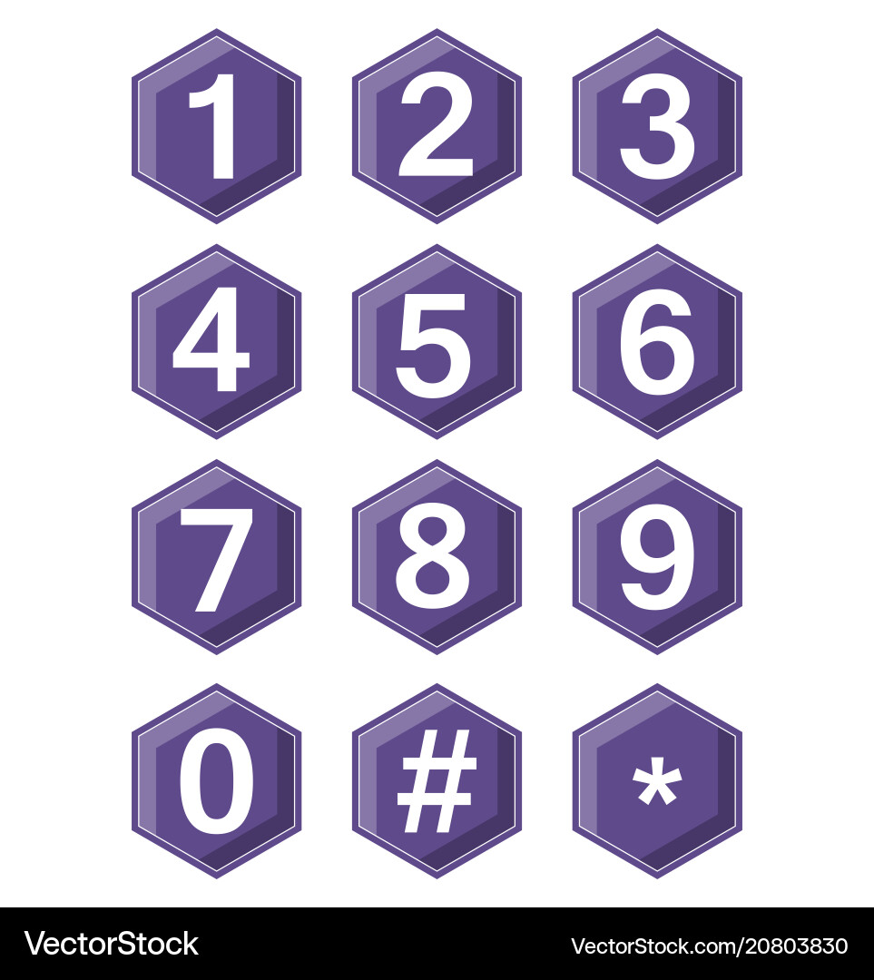 Artistic number set on ultraviolet hexagonal vector image