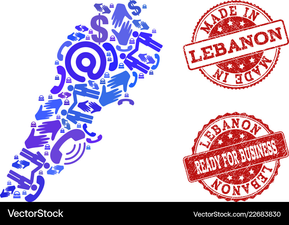 Business contacts collage of mosaic map lebanon Business contacts collage of mosaic map lebanon vector image
