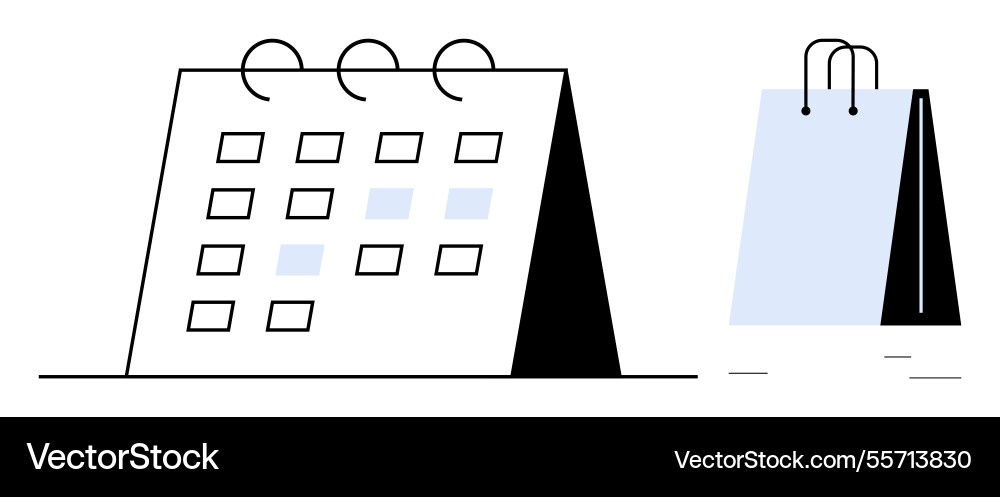 Calendar with highlighted dates alongside a paper Vector Image