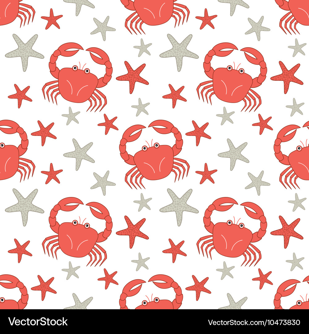 Crab Seamless Pattern Vector Image