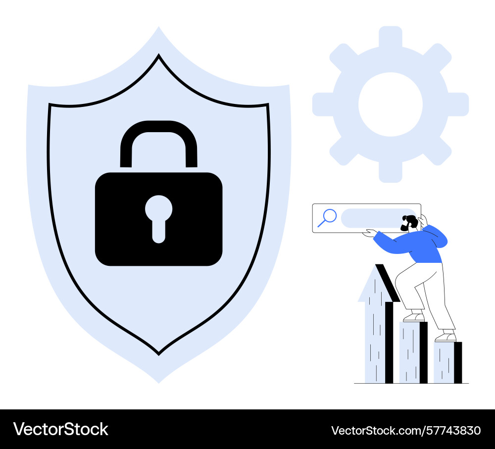Data security concept with lock inside shield vector image