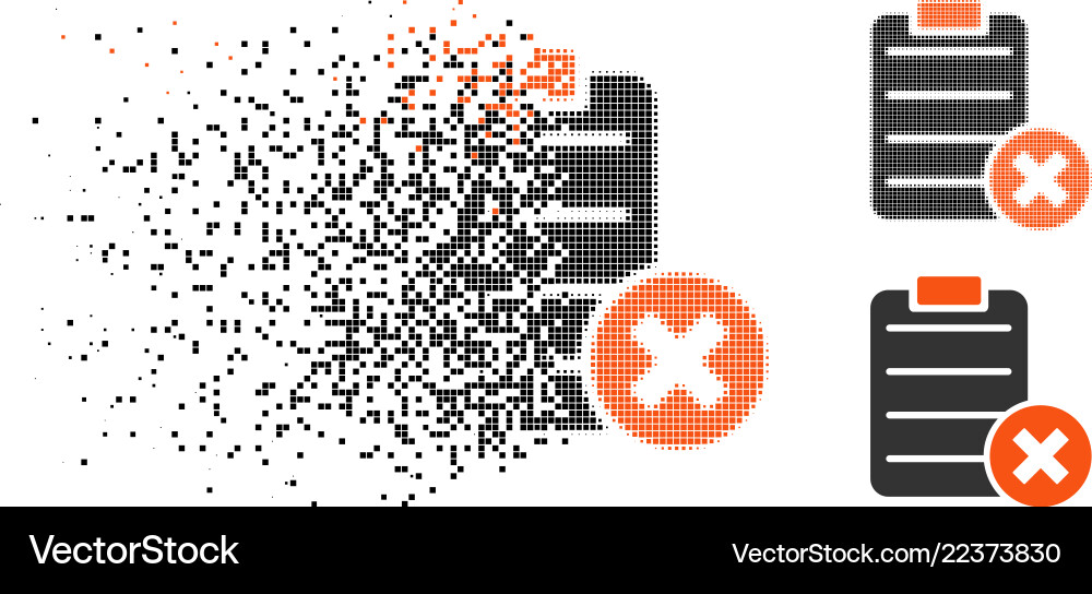 Decomposed pixel halftone reject form icon Decomposed pixel halftone reject form icon vector image