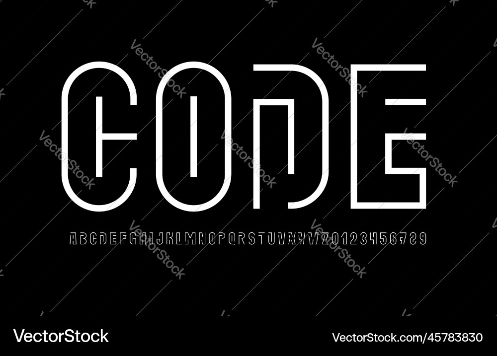 Digital font alphabet from thin segment line Digital font alphabet from thin segment line vector image