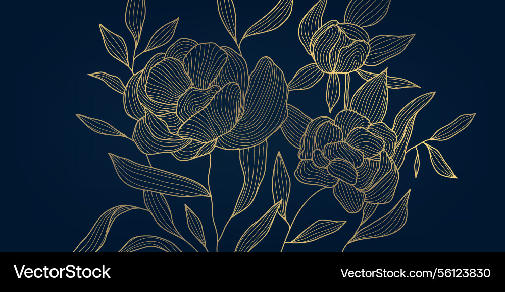 Gold Linie Blumen Blumen vektorbild