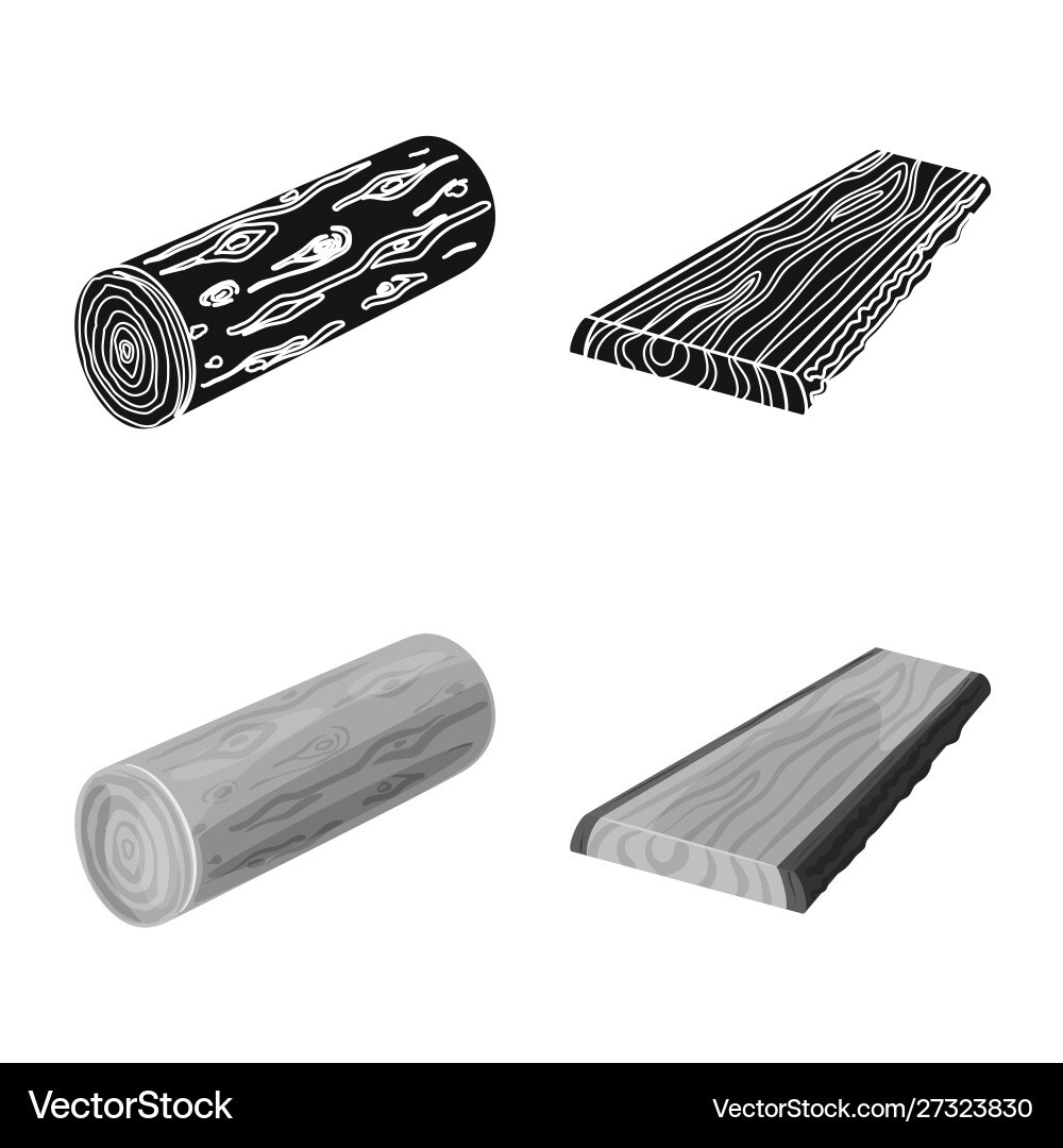 Isolated object tree and raw icon set vector image