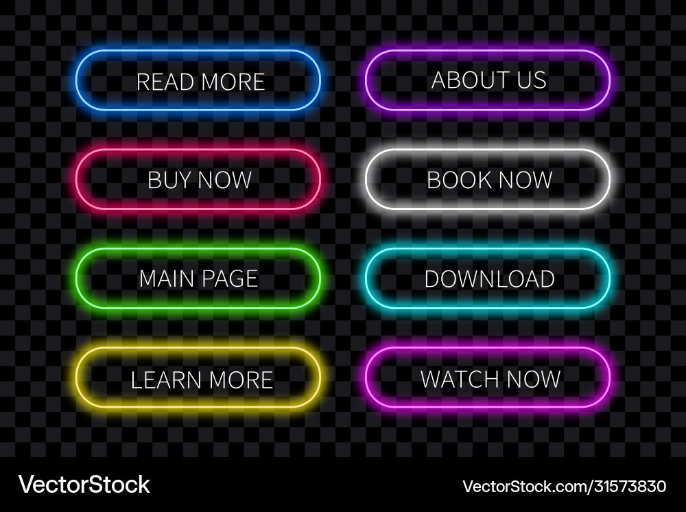 Multicolored neon buttons for web design Multicolored neon buttons for web design vector image