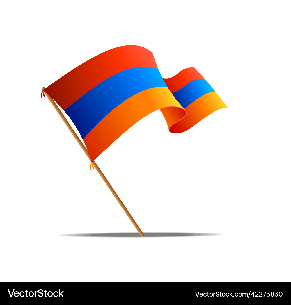 Realistic 3d detailed armenia flag on flagpole vector image