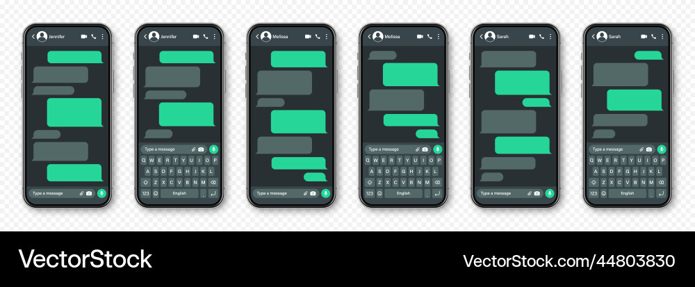 Realistic smartphone with messaging app blank sms Realistic smartphone with messaging app blank sms vector image