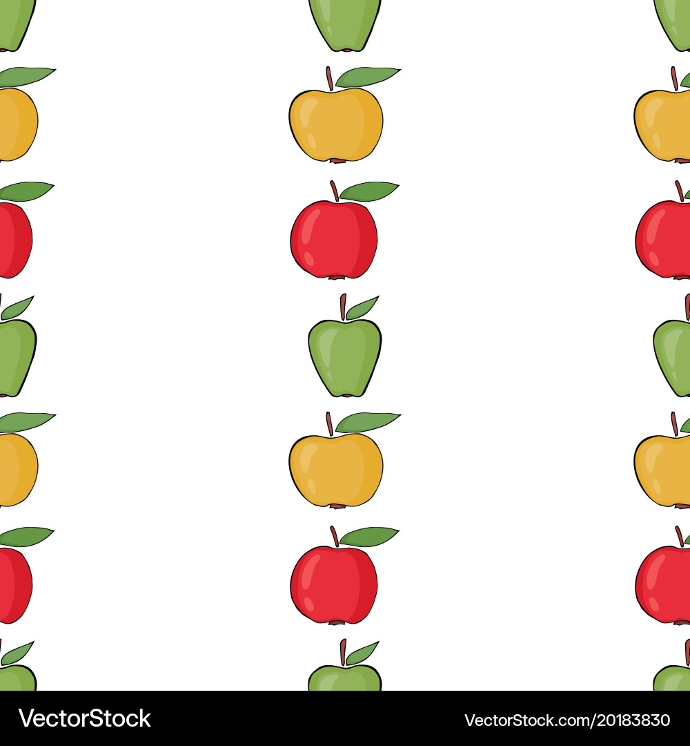 Seamless pattern with colorful apples vector image