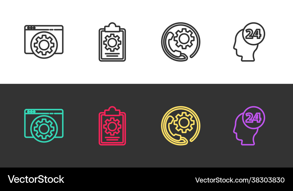 Set line browser setting checklist with 24 hours Set line browser setting checklist with 24 hours vector image