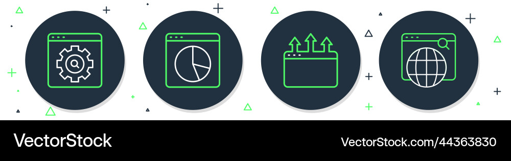 Set line graph chart infographic browser window Set line graph chart infographic browser window vector image