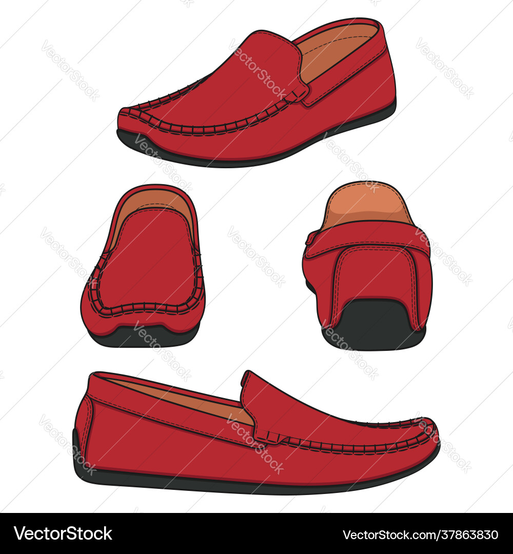 Set mit Schuhen rot Mokassins Set mit Schuhen rot Mokassins vektorbild