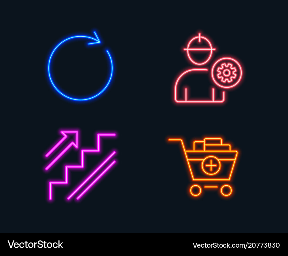 Synchronize engineer and stairs icons add Synchronize engineer and stairs icons add Vector Image