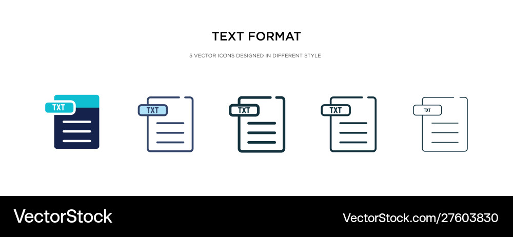 Text format icon in different style two colored Text format icon in different style two colored vector image