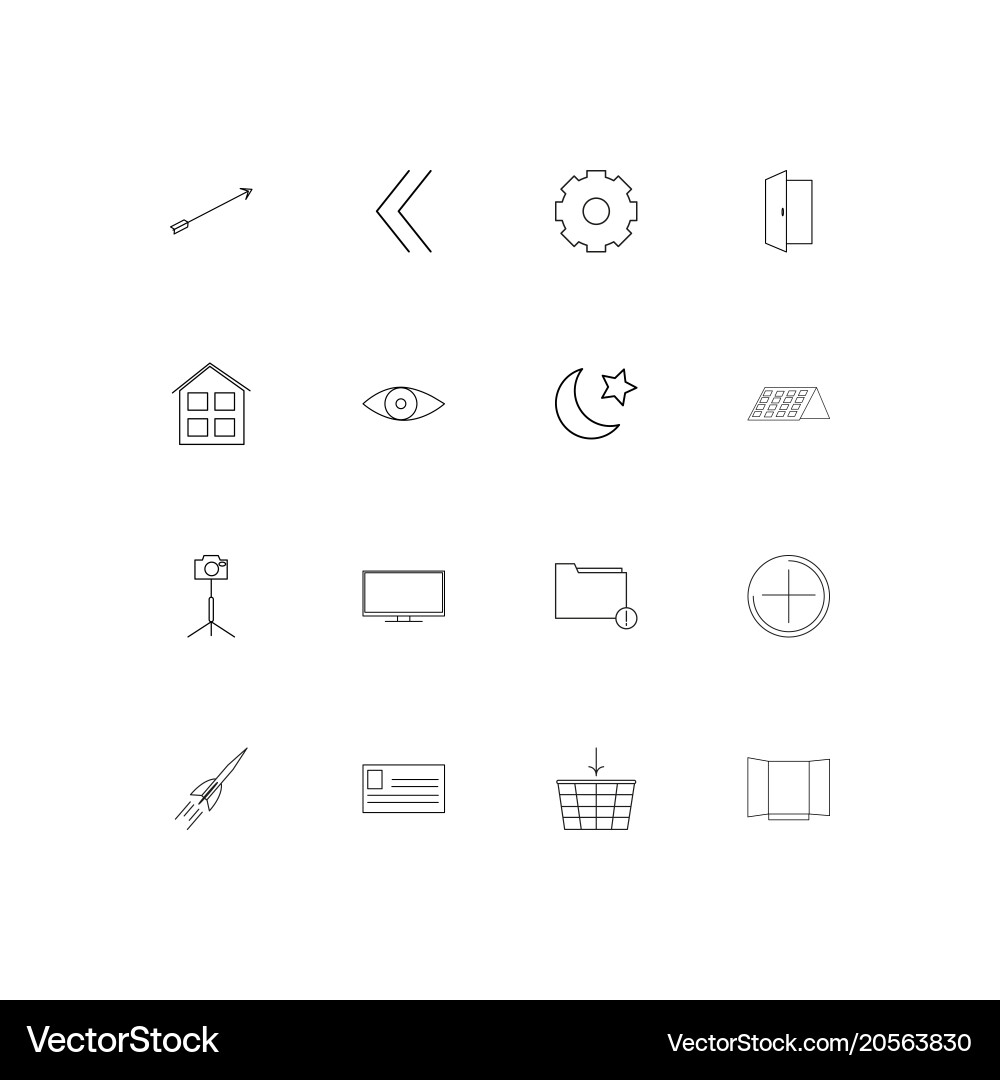 User interface simple linear icons set outlined Vector Image
