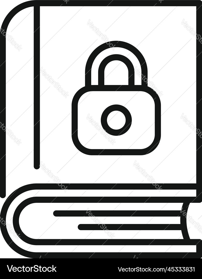 Book lock icon outline cipher data Book lock icon outline cipher data vector image