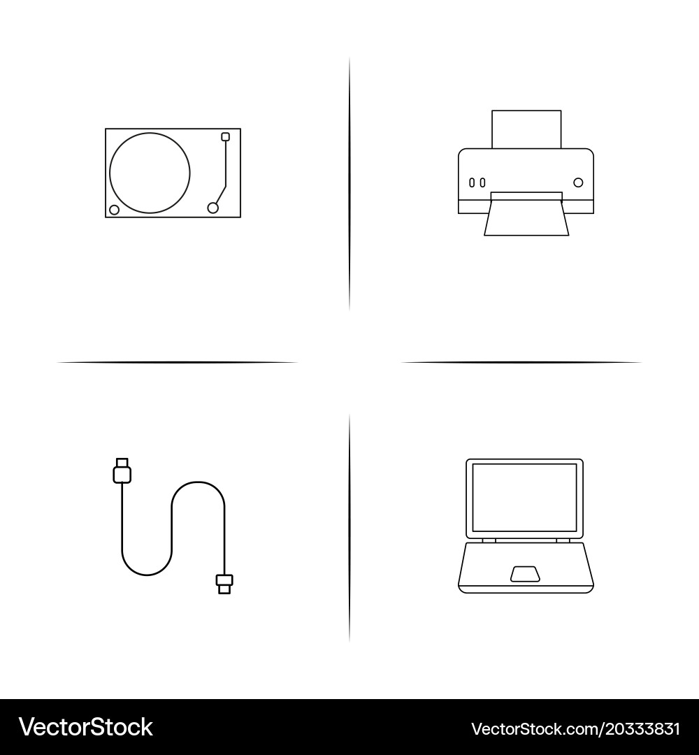 Devices simple linear icon setsimple outline icons vector image