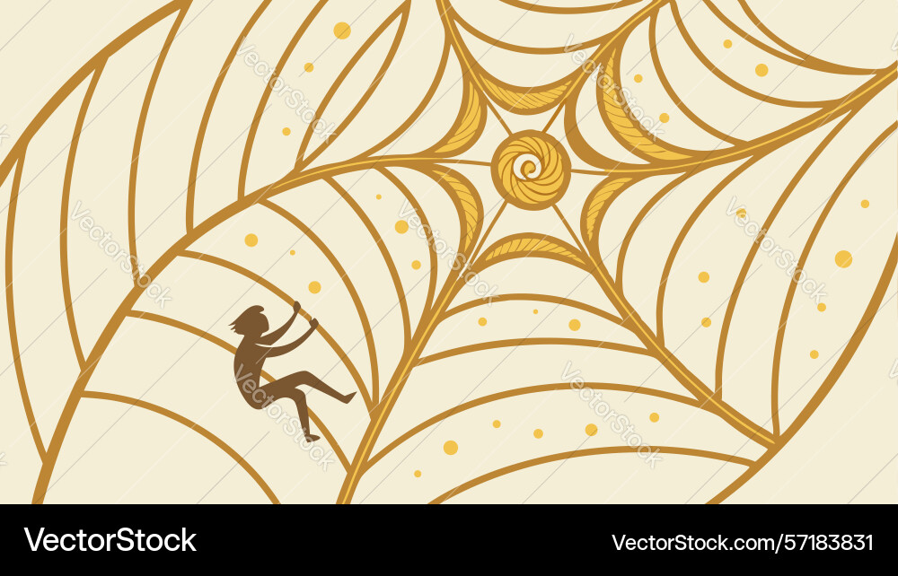 Intricate spider web pattern with a crawling vector image