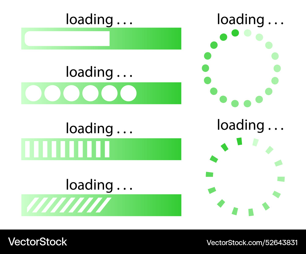 Loading bar set of horizontal and round icons Loading bar set of horizontal and round icons Vector Image