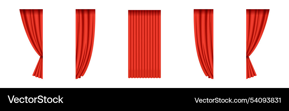 Luxury scarlet red silk curtains and draperies Luxury scarlet red silk curtains and draperies vector image