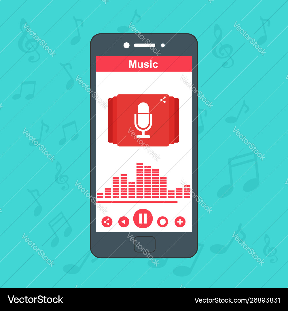 Media player application app template with flat Vector Image