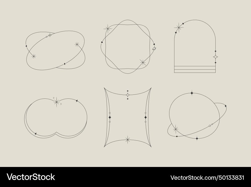 Minimalist linear frame set isolated on white Vector Image