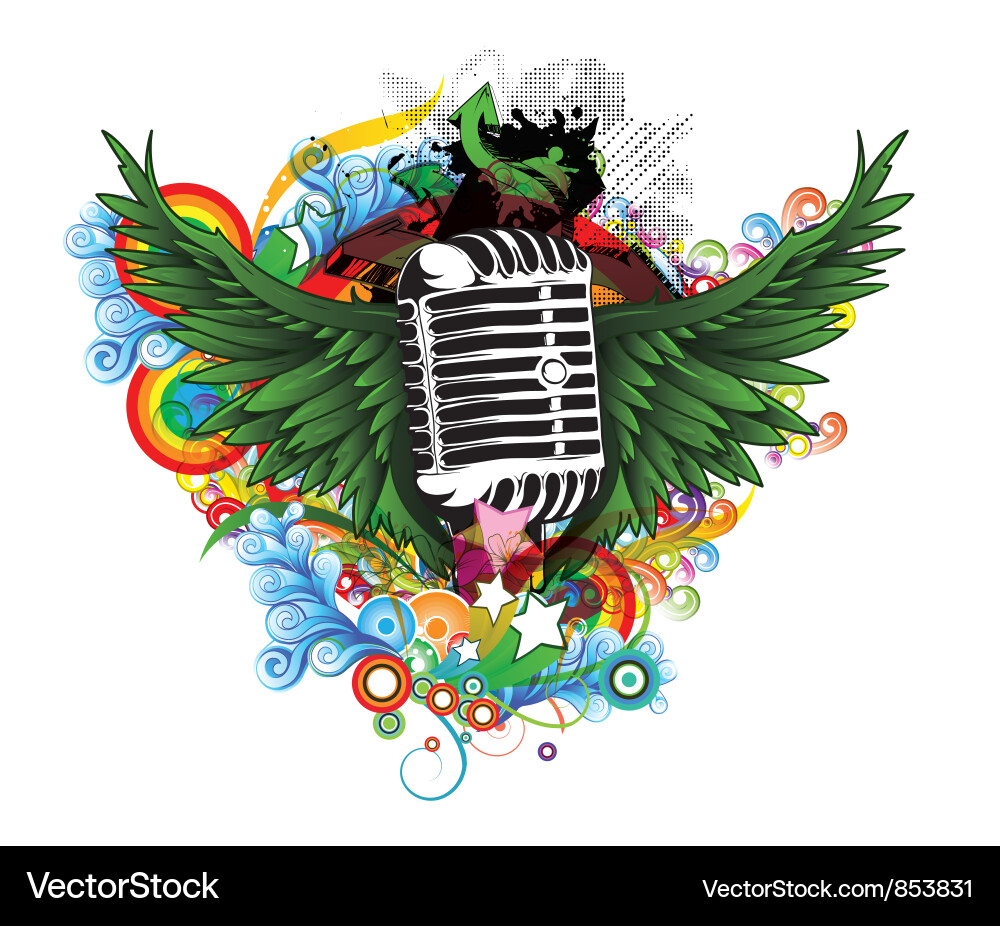 Music Splash with Microphone Vector Image