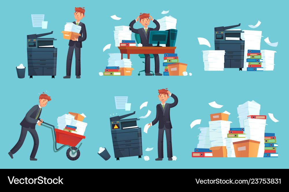 Office documents copier printed business papers Office documents copier printed business papers vector image