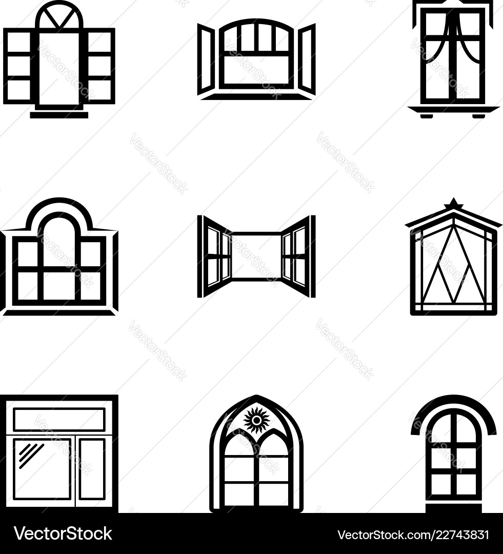 Open Window Icons - Simple Style vector image