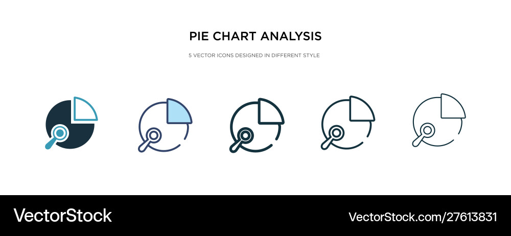 Pie chart analysis interface icon in different Pie chart analysis interface icon in different vector image