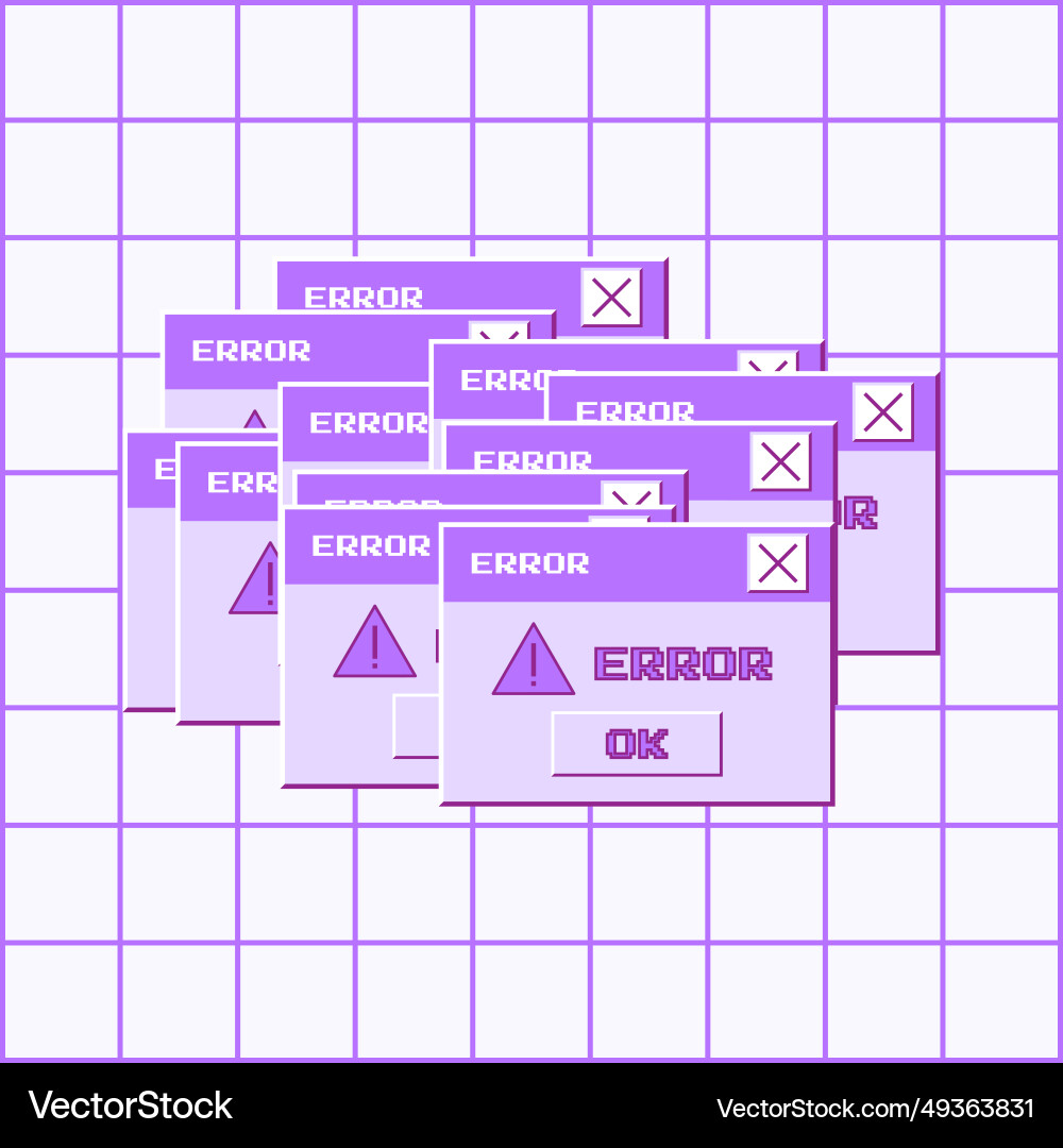 Retro computer window with error message Vector Image