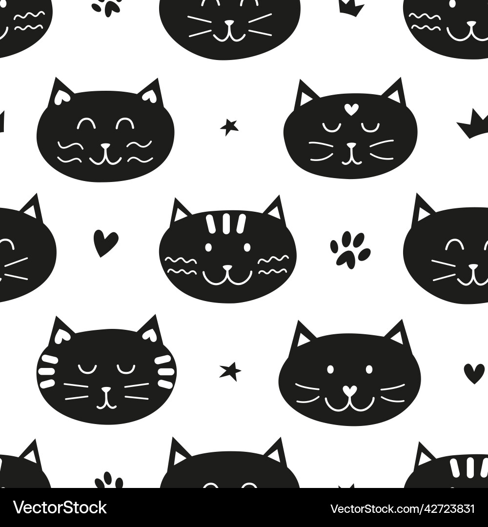 Seamless pattern with cat faces Seamless pattern with cat faces vector image