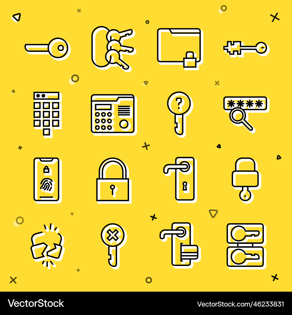 Set line casting keys lock and password Set line casting keys lock and password vector image