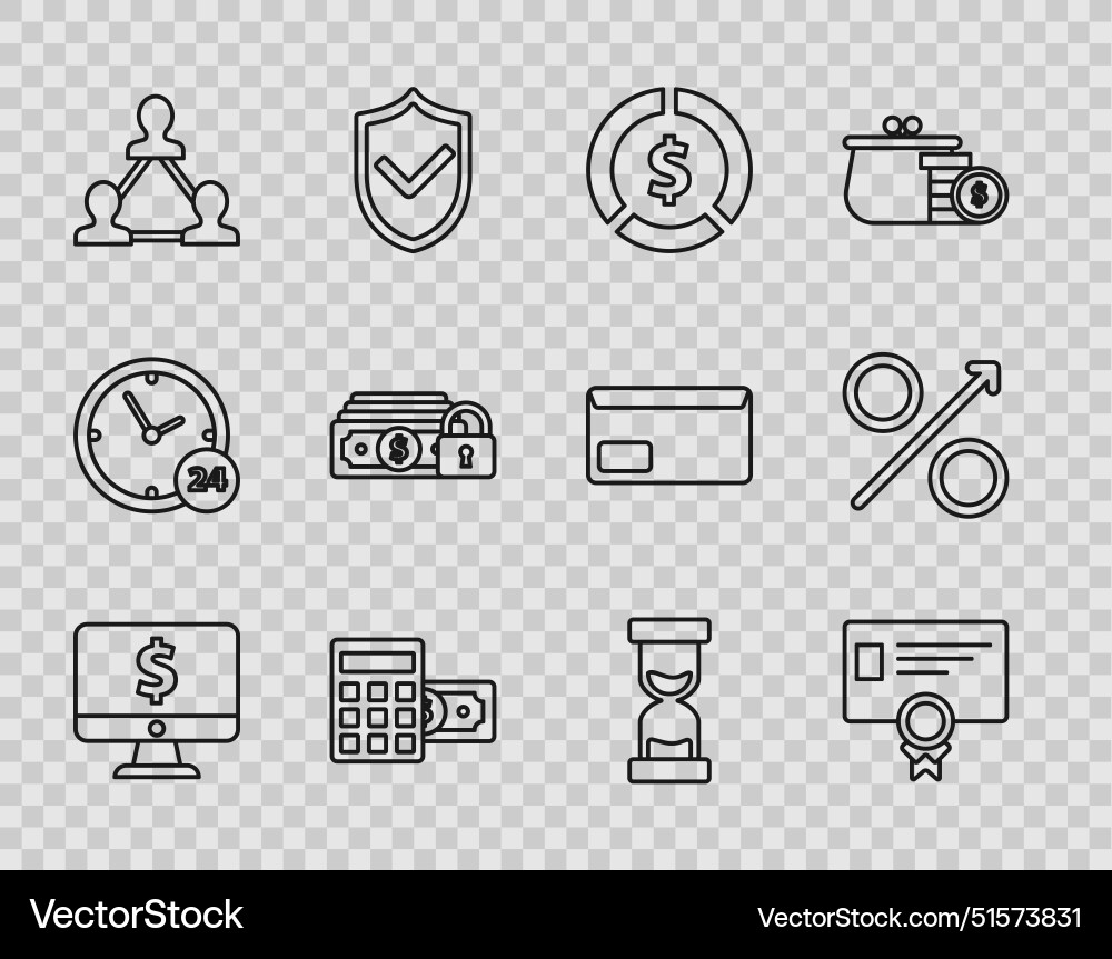 Set line computer monitor with dollar symbol Vector Image