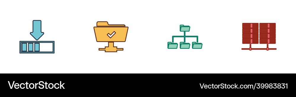 Set loading ftp operation successful folder tree Set loading ftp operation successful folder tree vector image