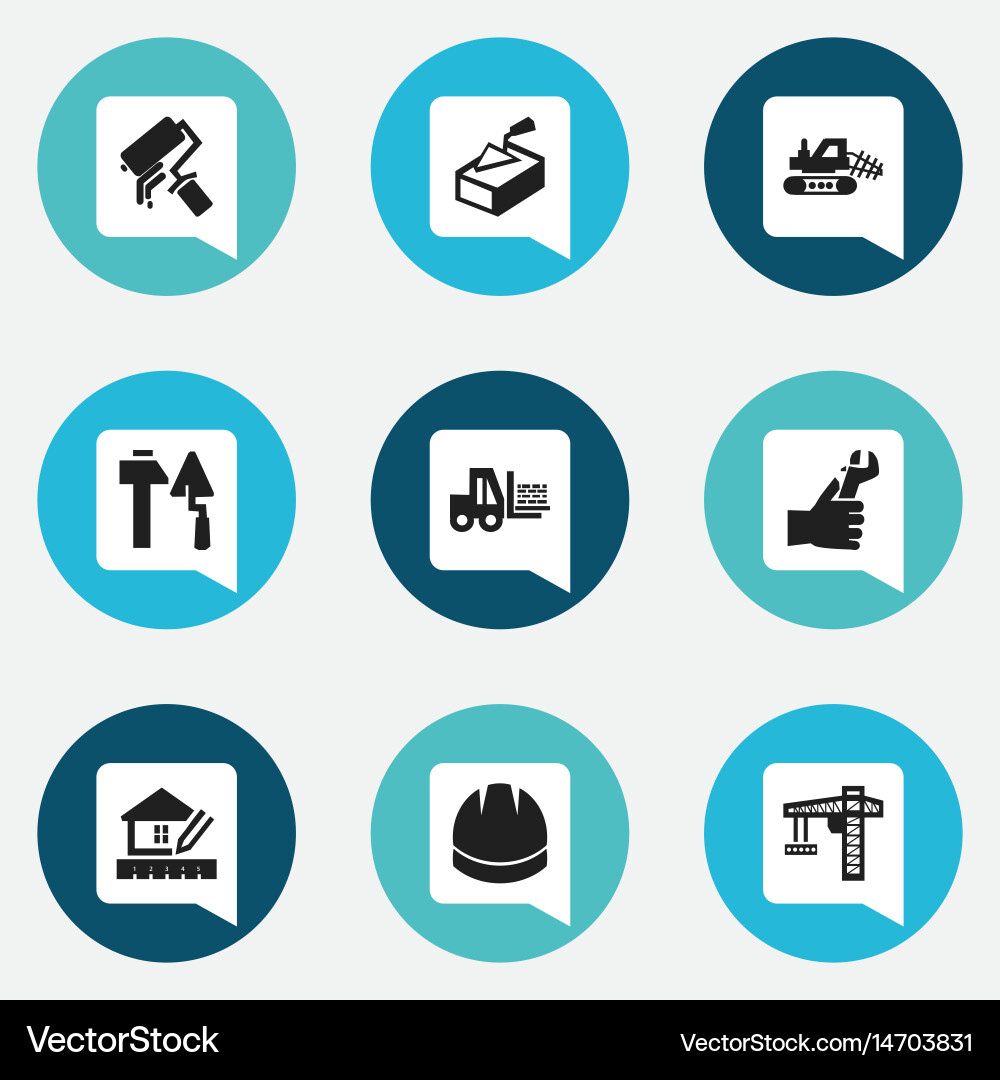 Set of 9 editable building icons includes symbols Vector Image