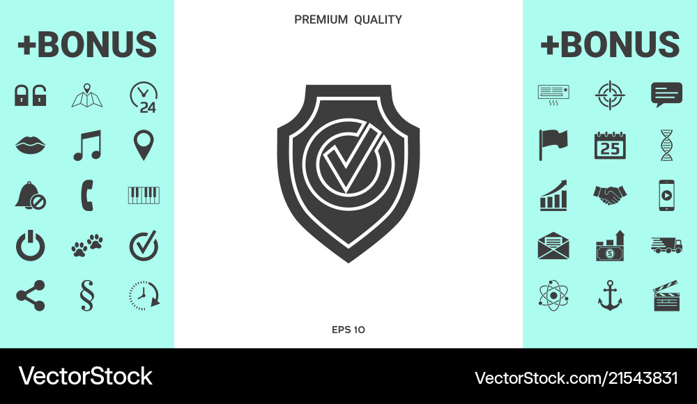 Shield with check mark icon Vector Image