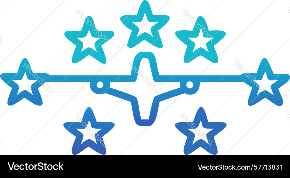 Star flight path with airplane design generative vector image