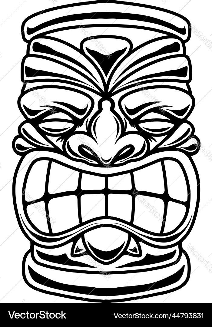 Tiki idol in monochrome style design element vector image