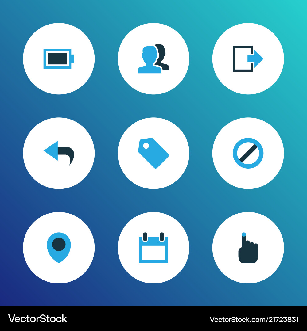 User icons colored set with ban exit calendar User icons colored set with ban exit calendar Vector Image