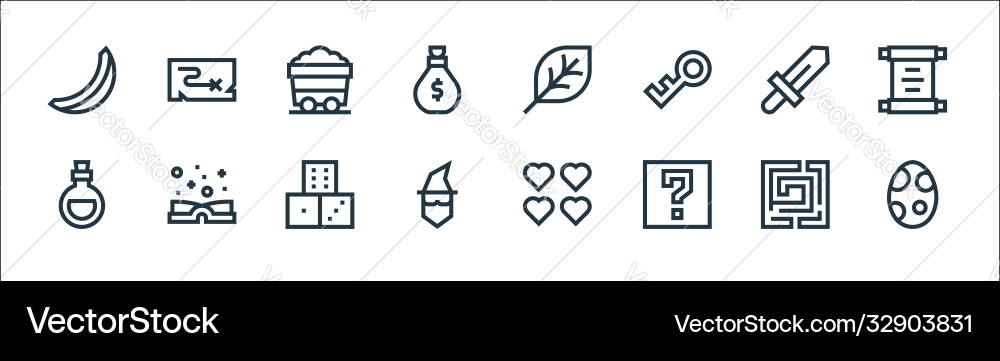 Video game elements line icons linear set quality Video game elements line icons linear set quality vector image