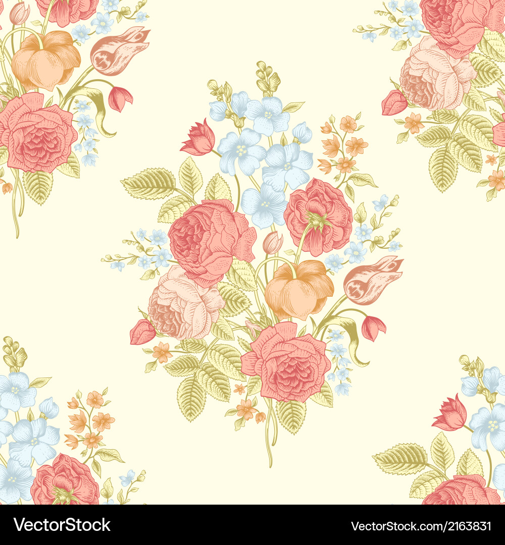 Vintage Floral Bouquet Pattern Vector Image