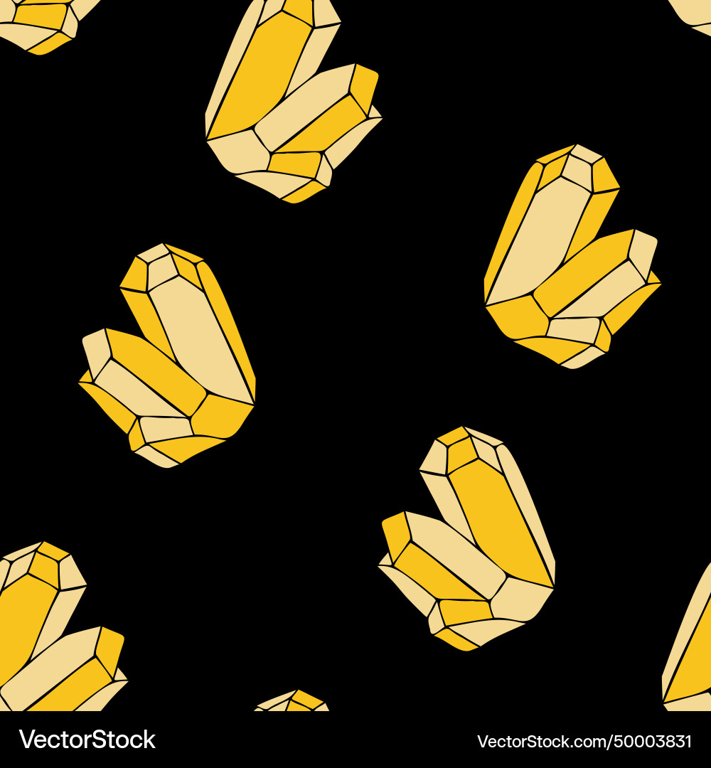 Yellow shiny crystals on dark background seamless Yellow shiny crystals on dark background seamless vector image