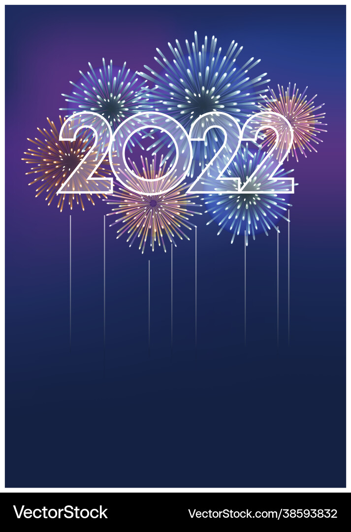 2022 logo and fireworks celebrating new year 2022 logo and fireworks celebrating new year vector image
