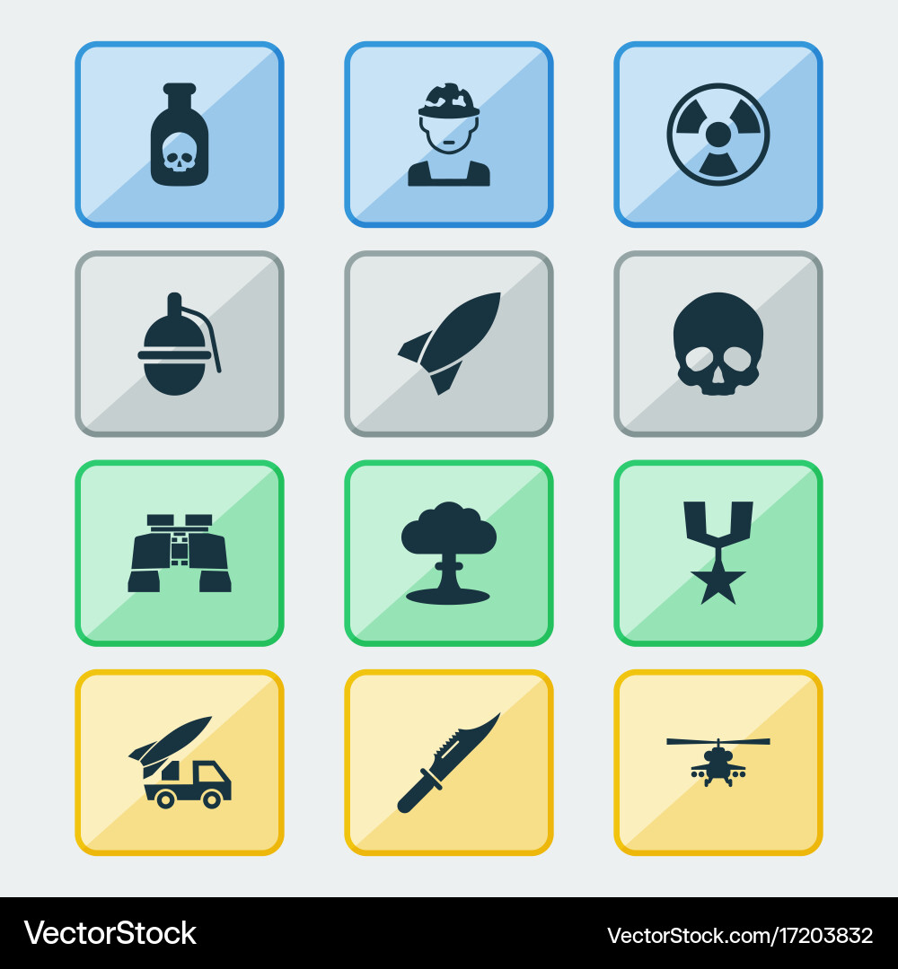 Army icons set collection of chopper bombshell vector image