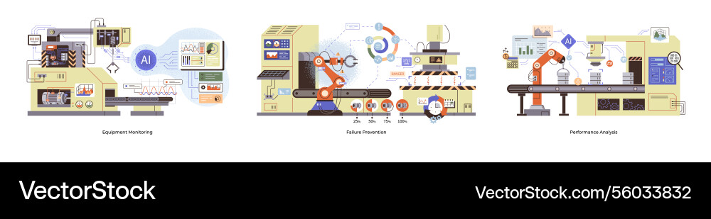 Automated production process with ai technology Automated production process with ai technology vector image