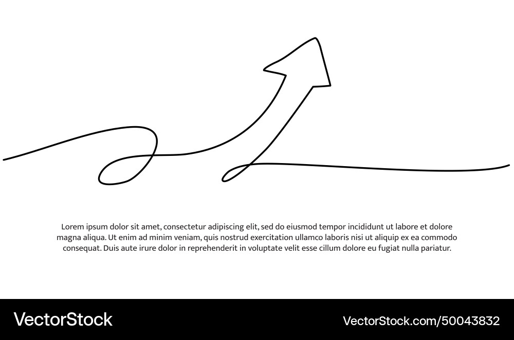 Continuous line design of arrow pointing up one Continuous line design of arrow pointing up one vector image