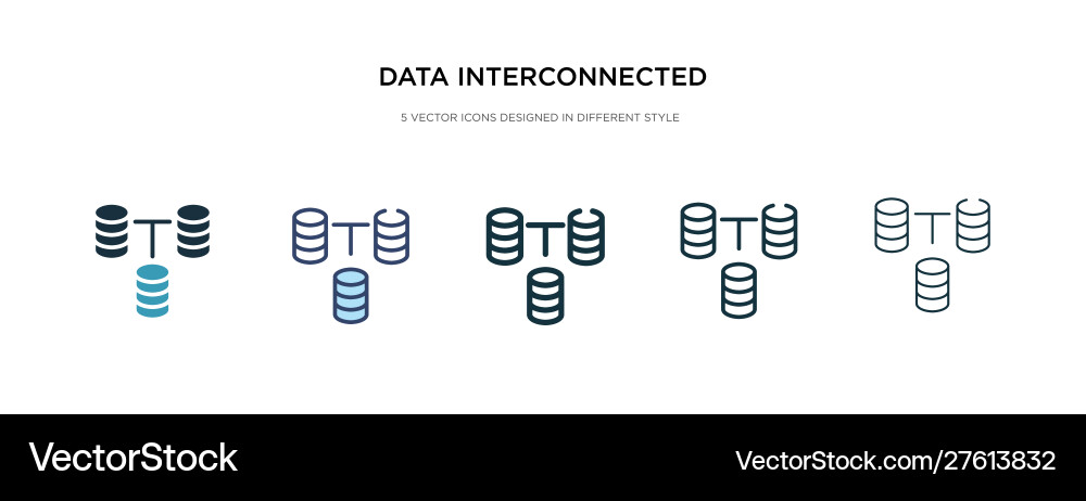 Data interconnected icon in different style two Data interconnected icon in different style two vector image