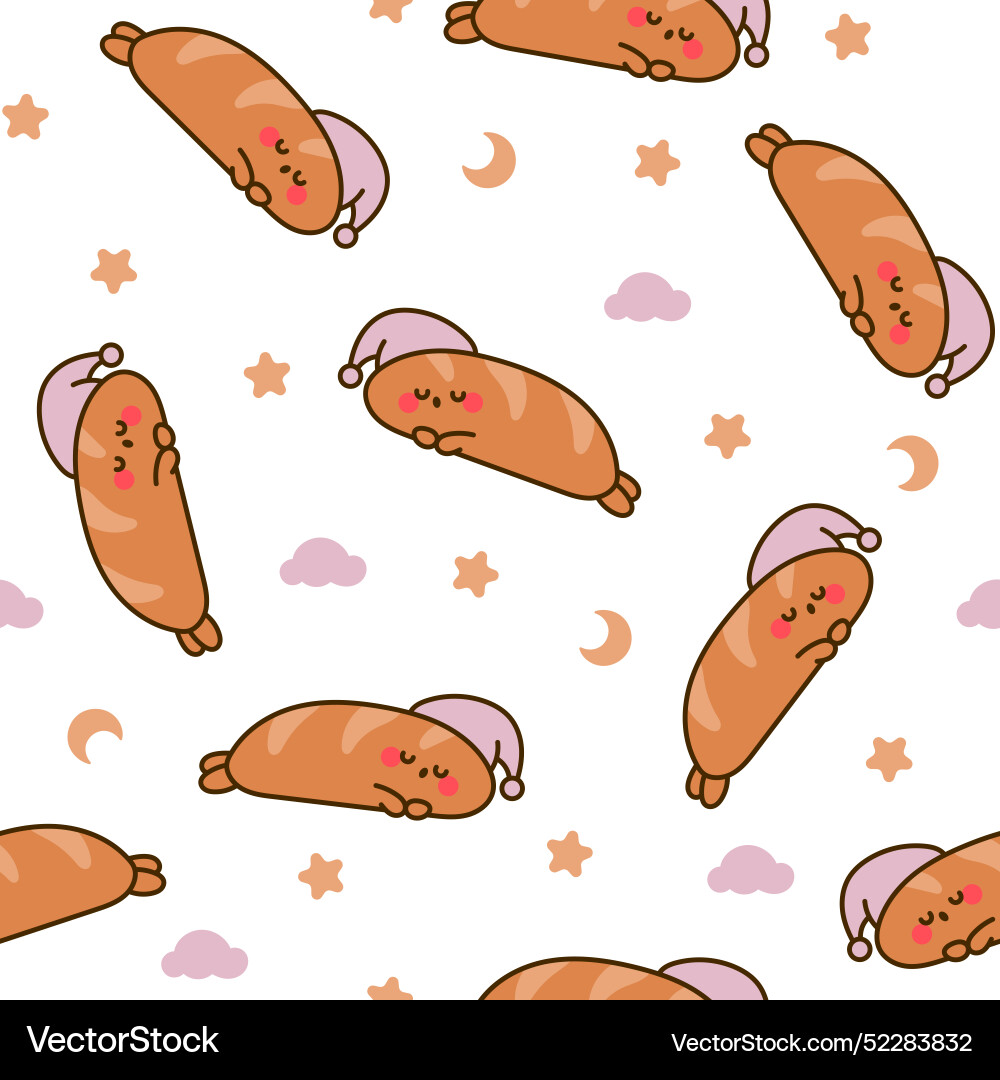 Funny bread characters seamless pattern Funny bread characters seamless pattern Vector Image