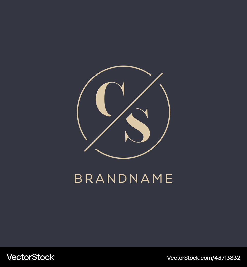 Initial letter cs logo with simple circle line Initial letter cs logo with simple circle line vector image